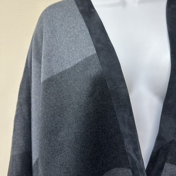 LORO PIANA Madison Baby Cashmere Leather Shawl Wrap Raphite‎ Blue NEW $4,800 - Picture 5 of 12